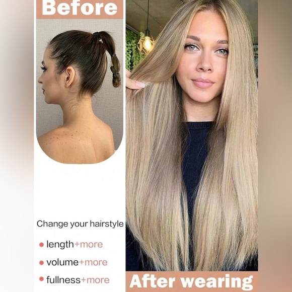 Luxurious Blonde with Highlights long Hair Extensions 24 In- Human hair Blend - Picture 9 of 11